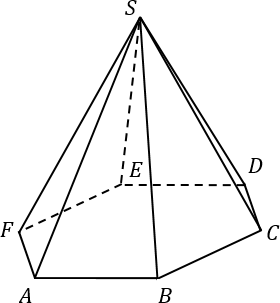 Шестиугольная пирамида SABCDEF с высотой 42