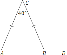 Равнобедренный треугольник ABC и внешний угол DBC