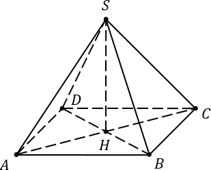 Правильная четырехугольная пирамида SABCD с высотой SH